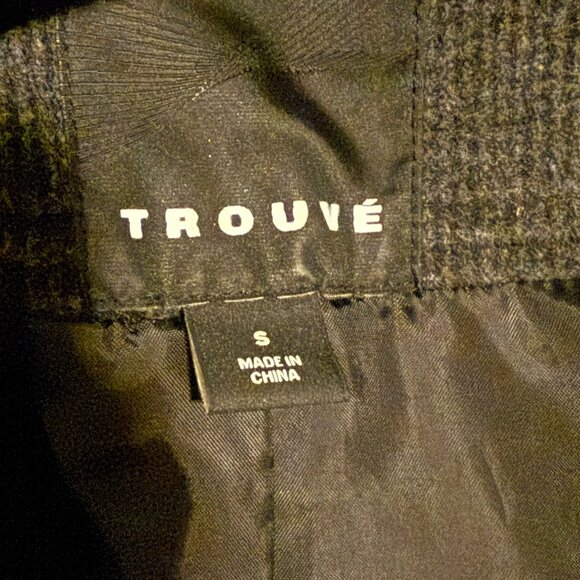 Women Trouve Black Plaid Jacket with Black Accent Collar in Dark Gray Size Small - Picture 10 of 10